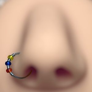 2/$18 Yellow blue red Beaded hoop nose ring 20G 💛💙❤️